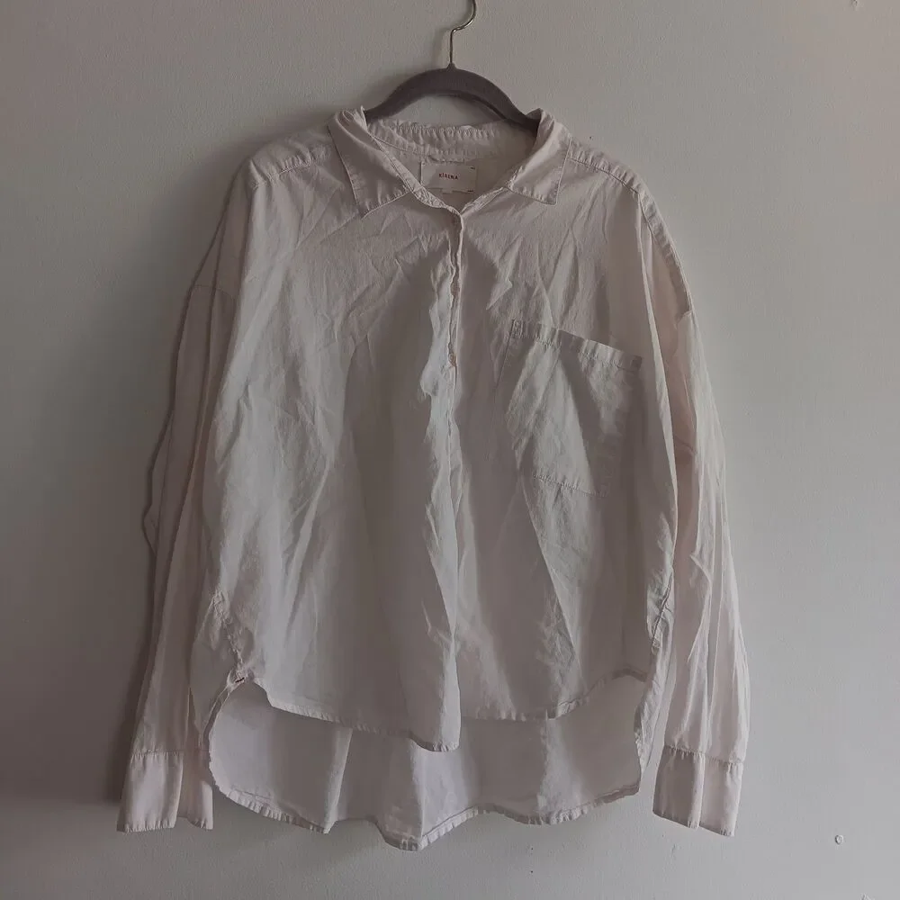 Xirena Light Pink Cotton Button Up Long Sleeve Shirt Size M Lightweight Breezy - Picture 1 of 8